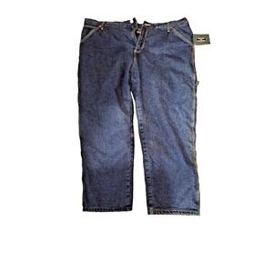 Men's Cross Fire 48x32 Fleece Lined Carpenter Relaxed Fit Denim Jeans NWT